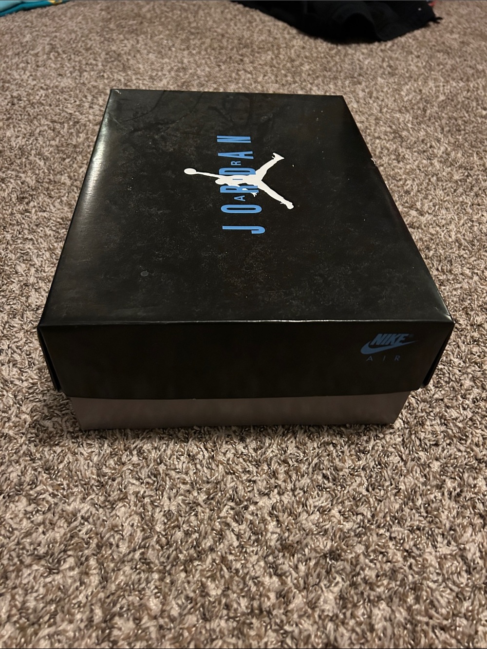 Jordan Black Shoe Storage Box with Blue and White Logo